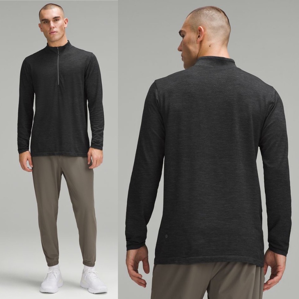 Lululemon Mens Metal Vent Tech Half Zip Black Long Sleeve Run Reflective Small - Picture 2 of 13